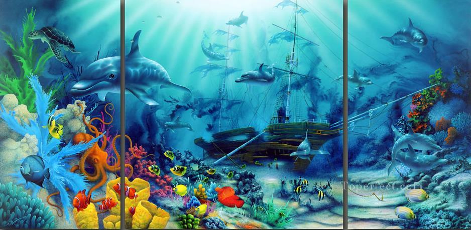Ocean Treasures Monde sous marin Peintures à l'huile